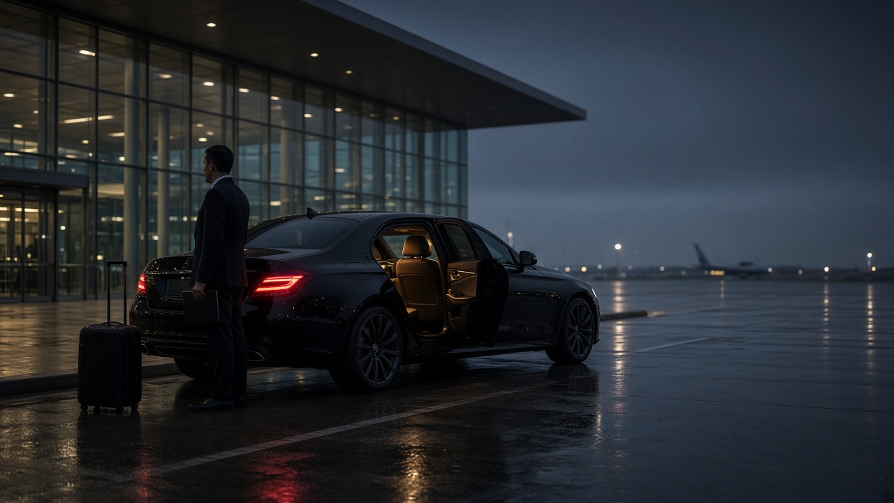 Airport chauffeur Meet and Greet at a UK terminal with a luxury executive car